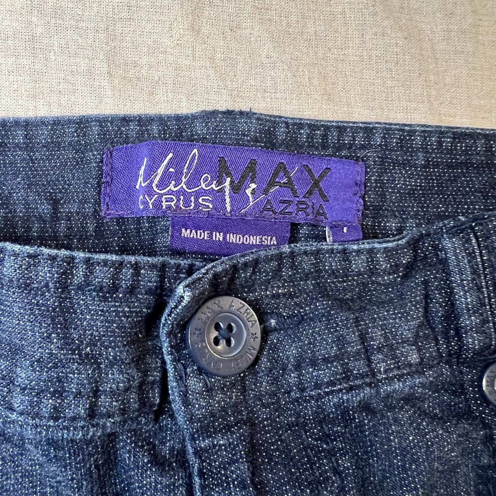 Miley Cyrus Max Azria Denim Mini Skirt Junior 7 Y2K 2000s Ruched Micro Utility - Picture 3 of 8